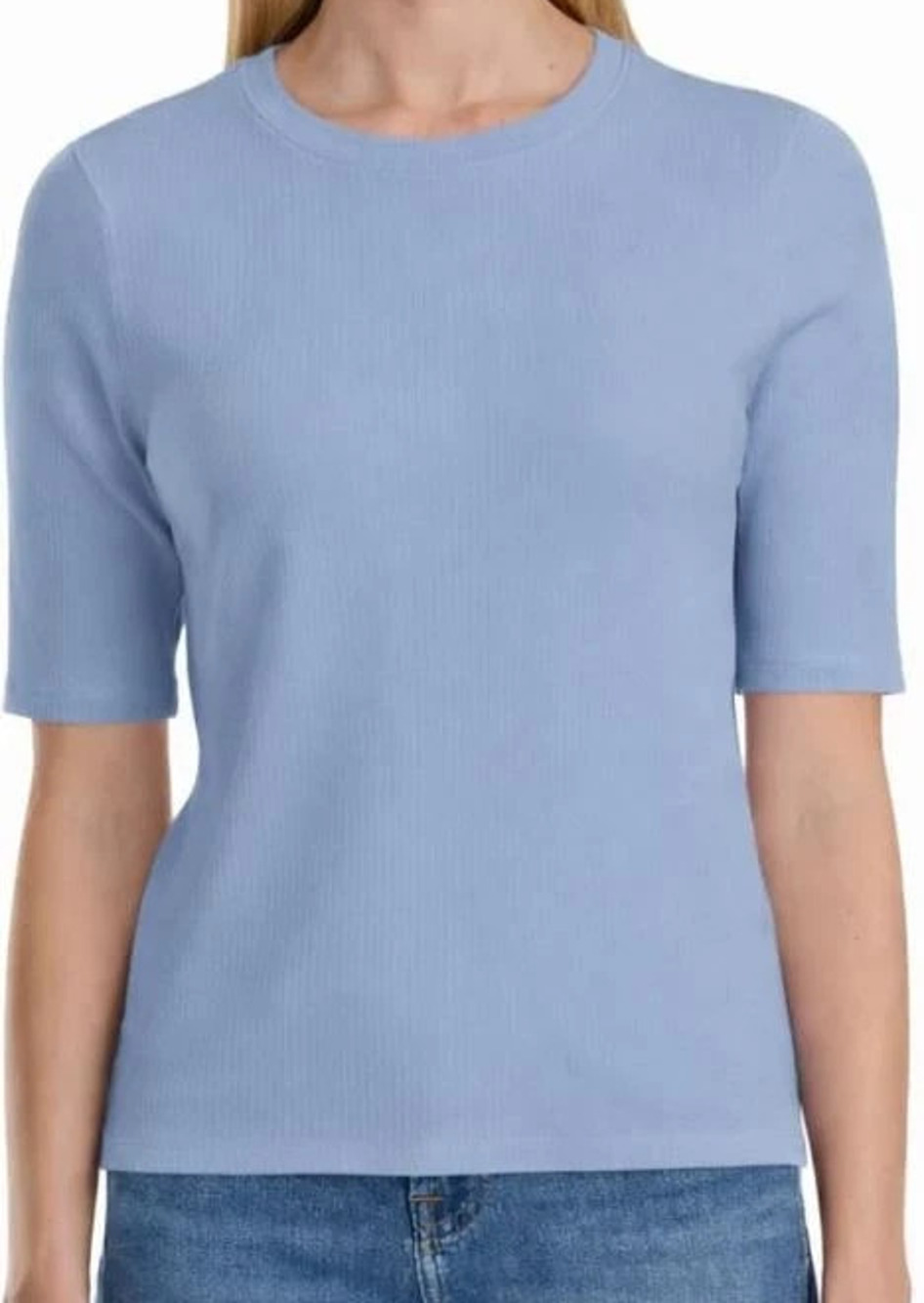 Splendid Women's Ribbed Elbow-Sleeve Knit Top - Light Blue, Size Large (NWT)
